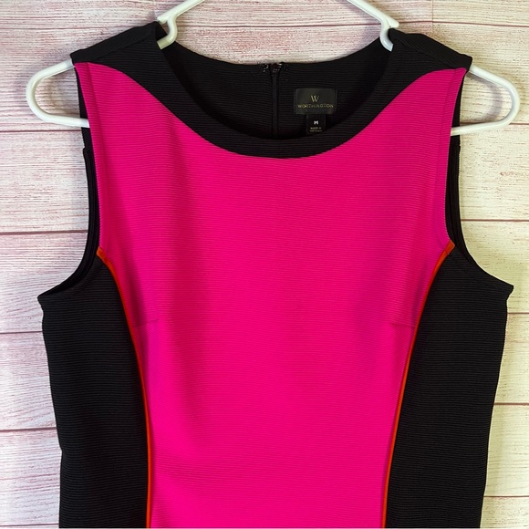 Worthington Pink Black Dress Size Medium - Picture 4 of 7